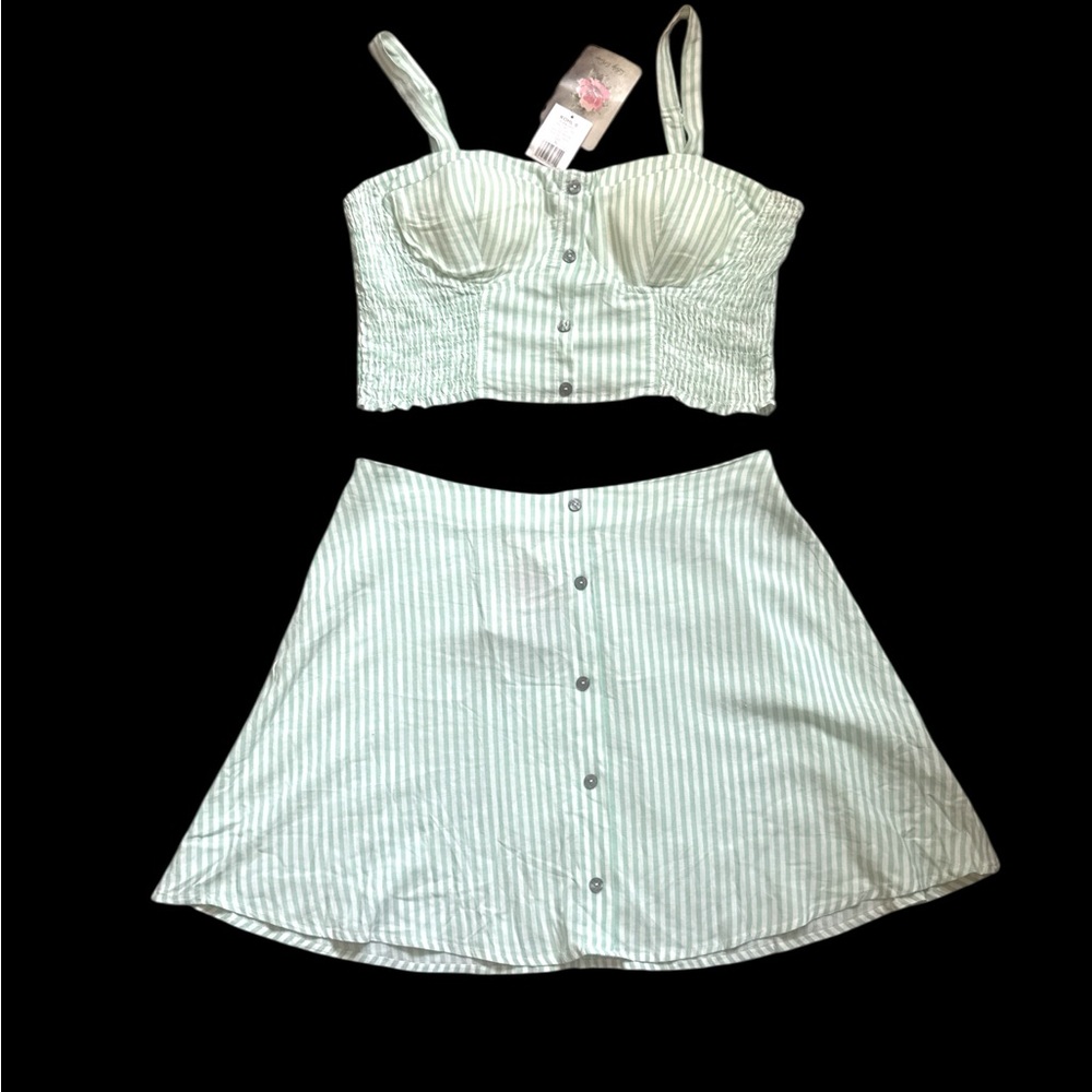 Lily Rose White and Mint Green Mini A-Line 2 Piece Set - NWT